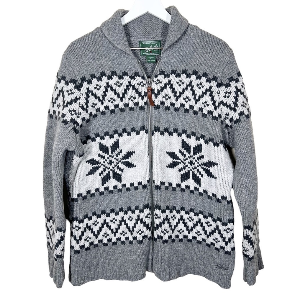 Woolrich Womens Quehanna Lambswool Charcoal Full Zip Chunky Cardigan Sweater NWT